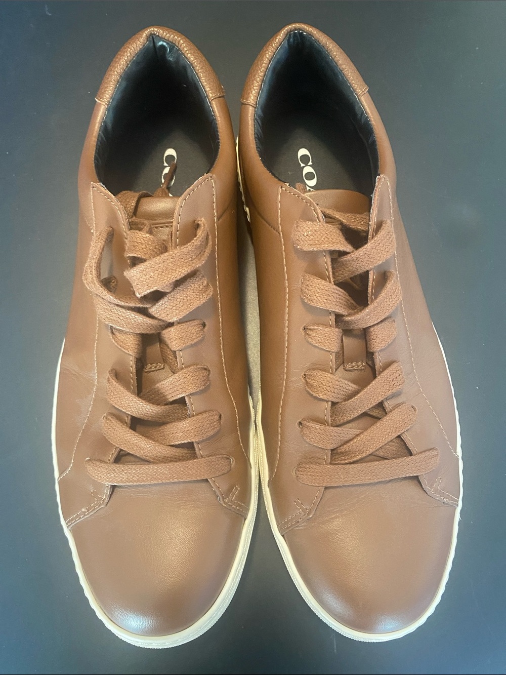 Coach Logan Low Top Leather Sneaker FG1618 Dark Saddle 11 D